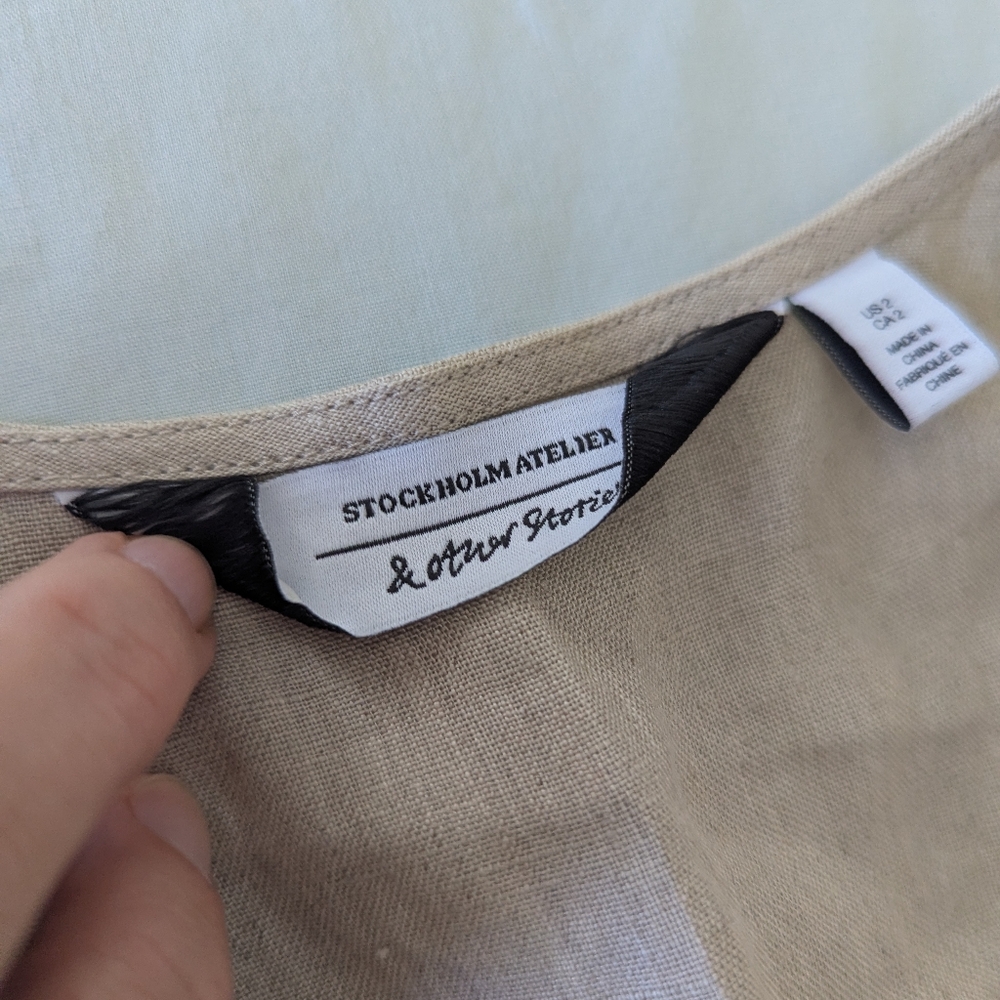 &Otherstories Beige Neutral Linen Wrap Dress - Picture 2 of 9